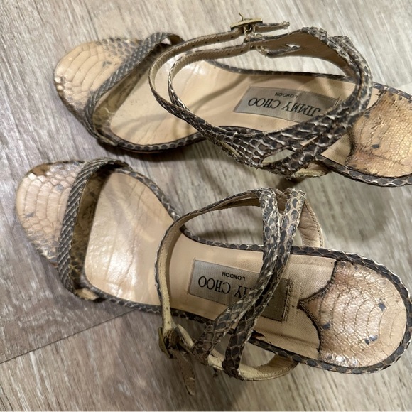 Jimmy Choo Women's Snakeskin Sandals - Brown 36.5 / 6 - Picture 4 of 4
